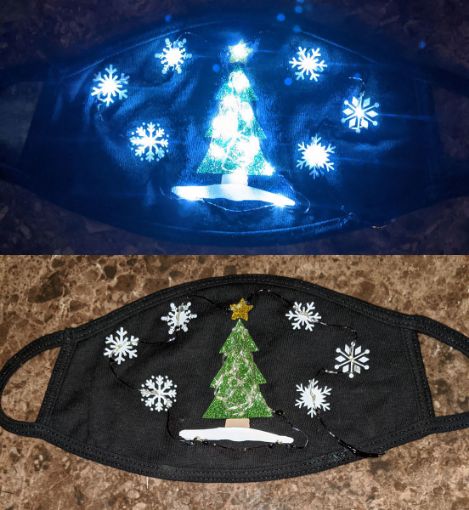 Picture of Christmas Light Up LED Tree Face Mask