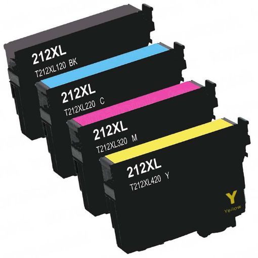 Picture of (Value Bundle, 2bk, 1 ea-C/M/Y) Premium T212XL120, T212XL220, T212XL320, T212XL420 (Epson 212XL) Compatible Epson Black, Cyan, Magenta, Yellow Inkjets