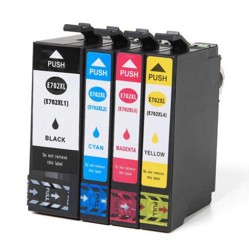 Picture of (Value Bundle, 4pk) Premium T702XL0-420-S (Epson 702XL) Compatible High Yield Epson Black, Cyan, Magenta, Yellow Ink Cartridges