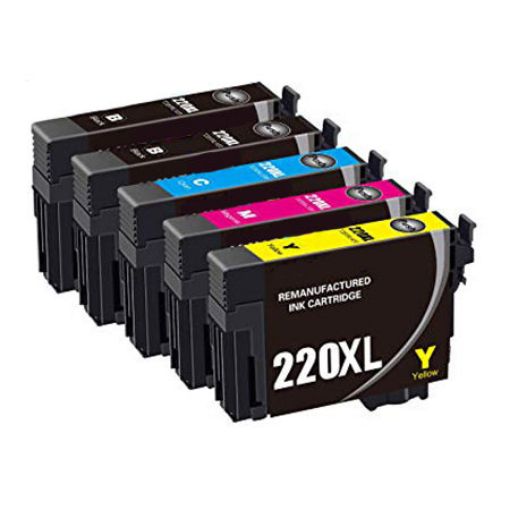 Picture of (Value Bundle, 5pk) Premium T220XL120, T220XL220, T220XL320, T220XL420 (Epson 220XL) Compatible High Yield Epson 2 Black, Cyan, Magenta, Yellow Inkjet Cartridges