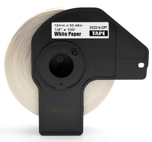 Picture of Premium DK-2214 Compatible Brother White 0.47" x 100' / 12mm x 30.4m Con+U12062tinuous Length Paper Tape
