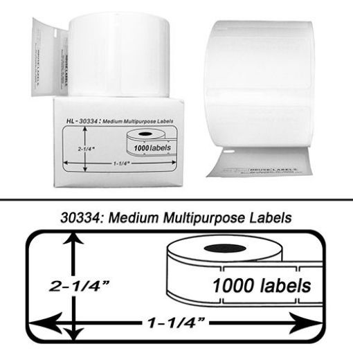 Picture of Premium 30334 Compatible Dymo Black on White Medium Multipurpose Labels (220 pcs)